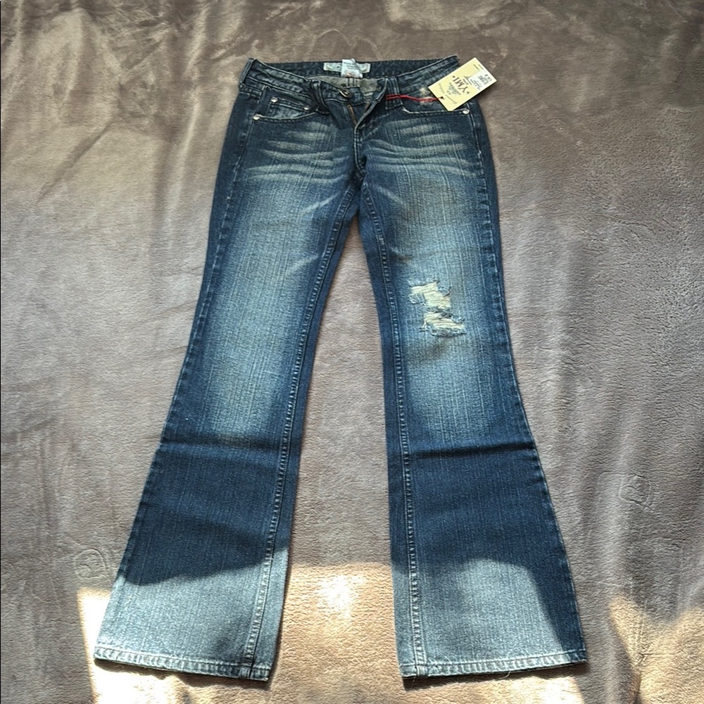 YMI Blue Boot Cut Jeans with Distressed Details